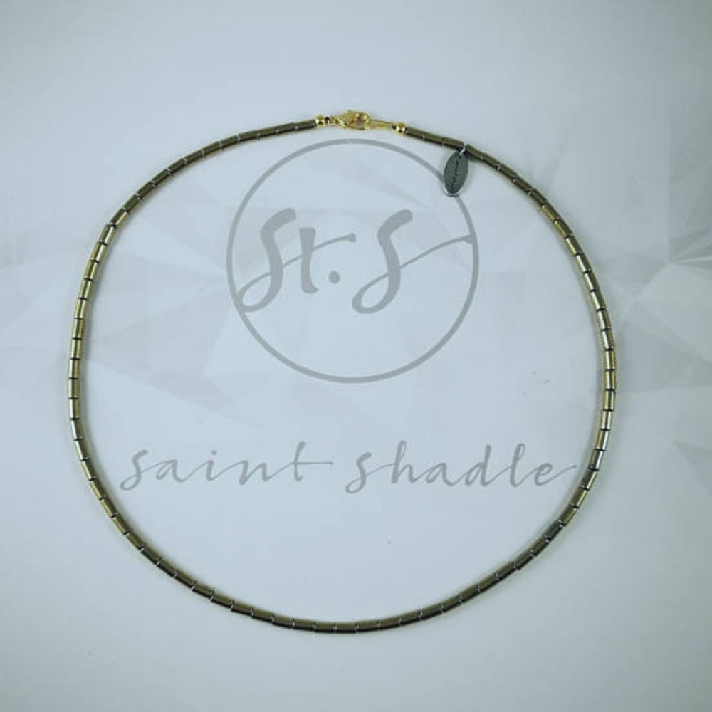 Handmade: gold hematite thin choker necklace - Picture 5 of 7